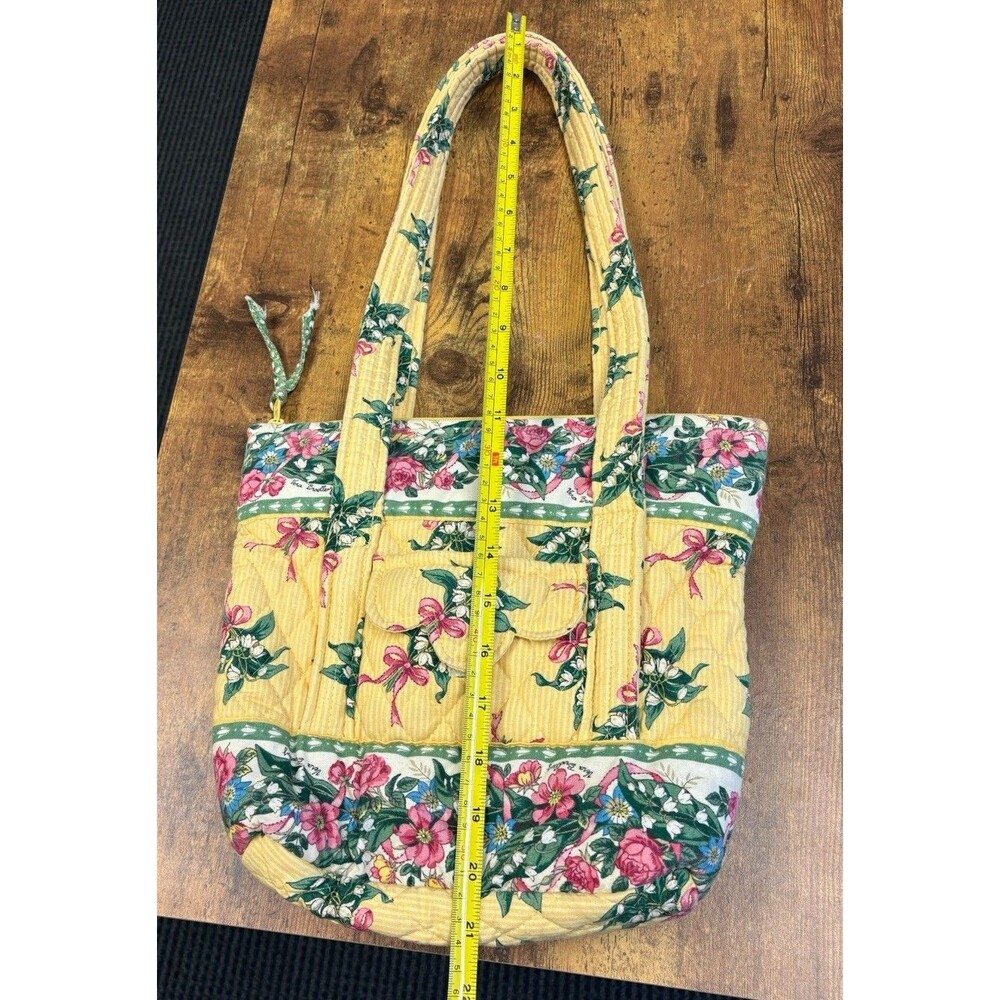 Vintage Vera Bradley Villager Tote Hope Yellow Floral Retired Quilted Bag - Picture 11 of 12